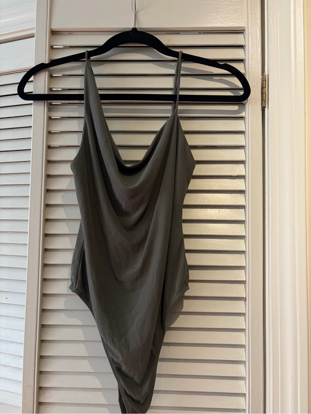 Olive Green Draped Cami Bodysuit - Women